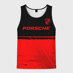 Майка-безрукавка мужская Porsche - red gradient посередине, цвет: 3D-черный