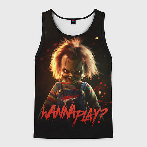 Мужская майка без рукавов Chucky wanna play? / 3D-Черный – фото 1