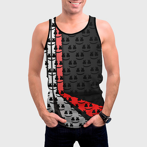 Мужская майка без рукавов Marshmello pattern / 3D-Черный – фото 3