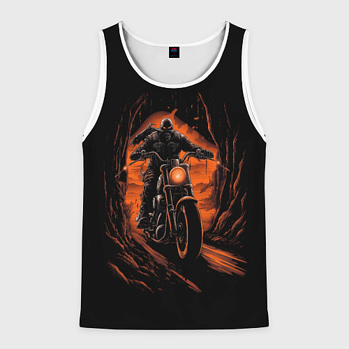 Мужская майка без рукавов Мотоциклист с черепом / 3D-Белый – фото 1