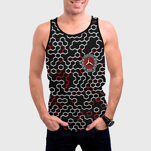 Мужская майка без рукавов Mercedes benz броня текстура / 3D-Черный – фото 3