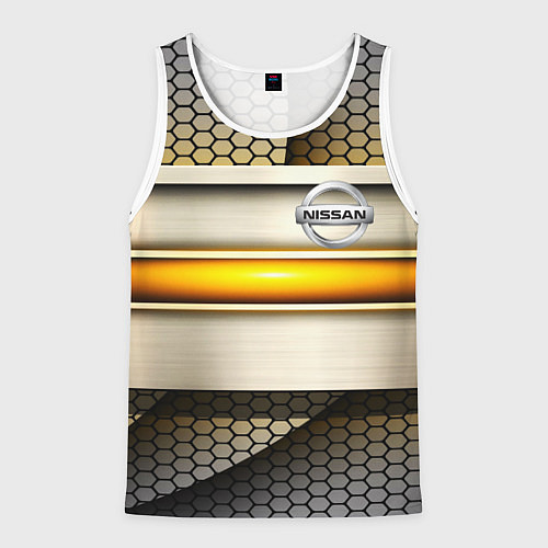 Мужская майка без рукавов Nissan sport avto metal / 3D-Белый – фото 1