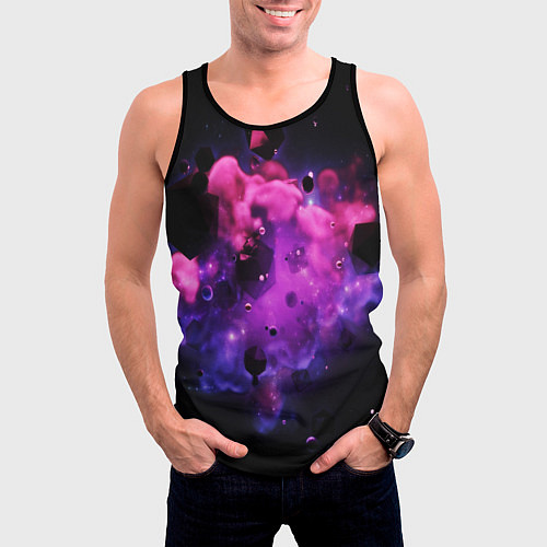 Мужская майка без рукавов Космическая геометрия / 3D-Черный – фото 3