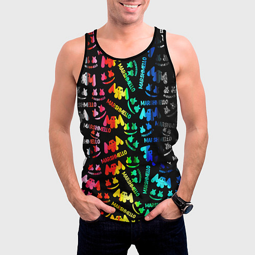 Мужская майка без рукавов Marshmello neon color / 3D-Черный – фото 3