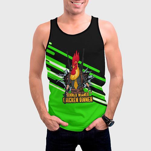 Мужская майка без рукавов PUBG line geometry / 3D-Черный – фото 3