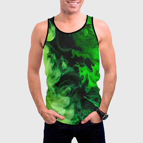Мужская майка без рукавов Ядовитый зеленый дым / 3D-Черный – фото 3