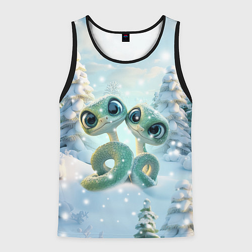 Мужская майка без рукавов Милые змеи / 3D-Черный – фото 1