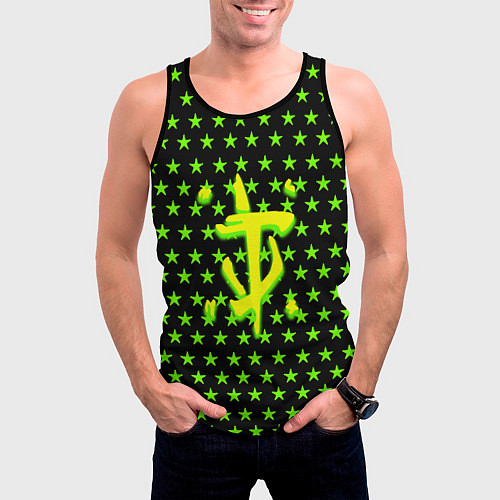 Мужская майка без рукавов DOOM кислотное лого звёзды / 3D-Черный – фото 3