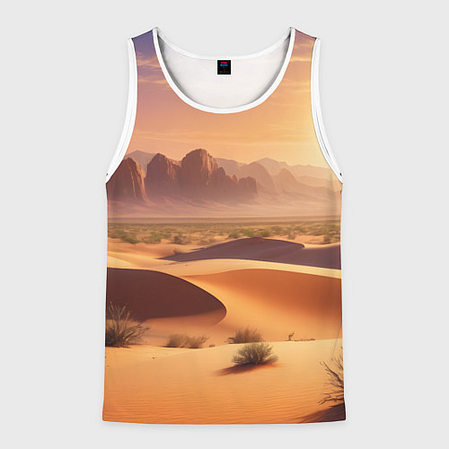 Мужская майка без рукавов Закат в жаркой пустыне / 3D-Белый – фото 1