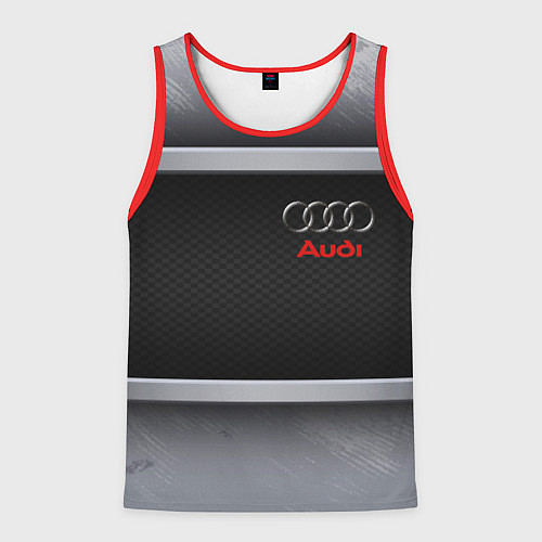 Мужская майка без рукавов Audi metal texture / 3D-Красный – фото 1