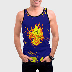 Майка-безрукавка мужская Cyberpunk краски брызги, цвет: 3D-черный — фото 2