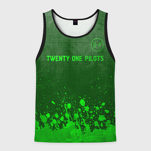 Мужская майка без рукавов Twenty One Pilots - green gradient посередине / 3D-Черный – фото 1