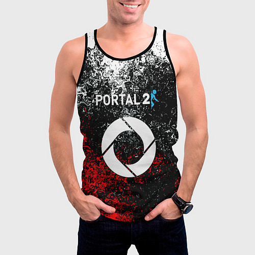 Мужская майка без рукавов Portal брызги красок / 3D-Черный – фото 3