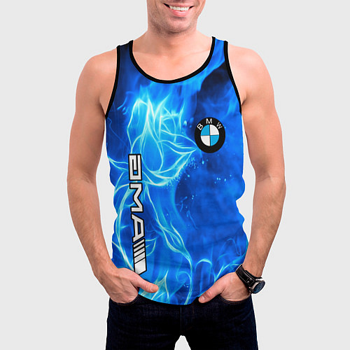 Мужская майка без рукавов BMW flower flame / 3D-Черный – фото 3