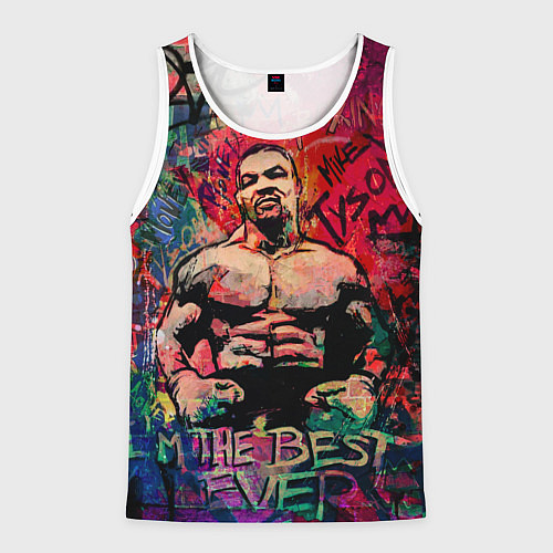 Мужская майка без рукавов Майк Тайсон - лучший навсегда / 3D-Белый – фото 1