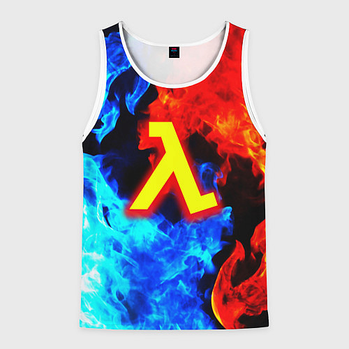Мужская майка без рукавов Халф лайф огненный стиль / 3D-Белый – фото 1