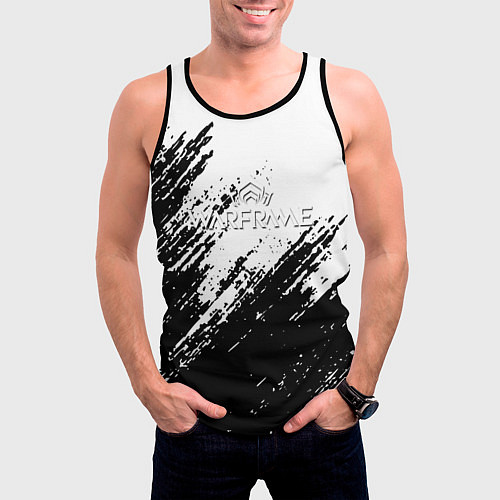 Мужская майка без рукавов Warframe штриховка красок / 3D-Черный – фото 3
