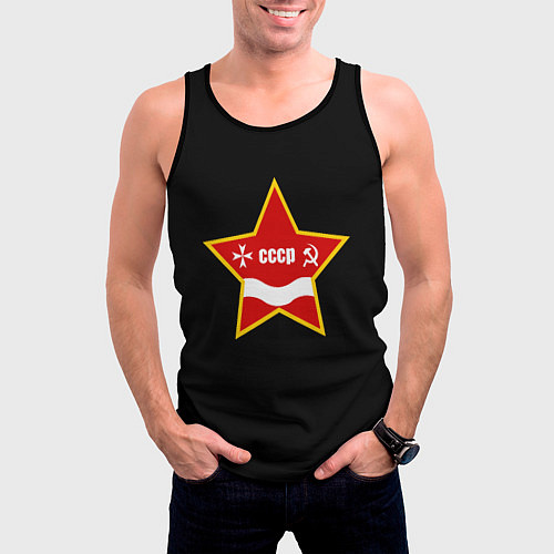 Мужская майка без рукавов СССР звезда лого / 3D-Черный – фото 3