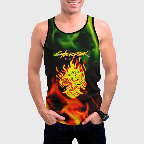 Мужская майка без рукавов Cyberpunk 2077 fere steel / 3D-Черный – фото 3