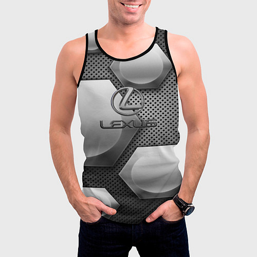 Мужская майка без рукавов Lexus карбон стиль / 3D-Черный – фото 3