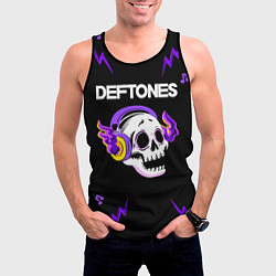 Майка-безрукавка мужская Deftones неоновый череп, цвет: 3D-черный — фото 2