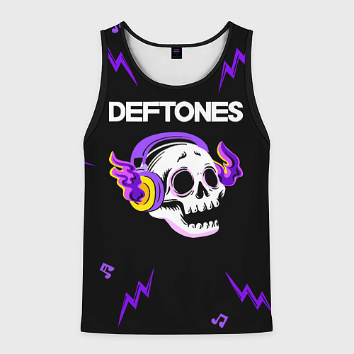 Мужская майка без рукавов Deftones неоновый череп / 3D-Черный – фото 1