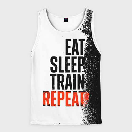 Мужская майка без рукавов Eat sleep train repeat / 3D-Белый – фото 1