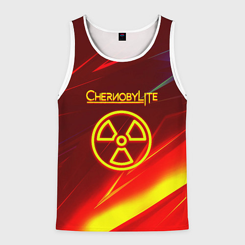 Мужская майка без рукавов Чернобыль лайт стрипсы / 3D-Белый – фото 1