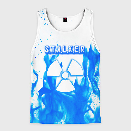 Мужская майка без рукавов Stalker голубой огонь / 3D-Белый – фото 1