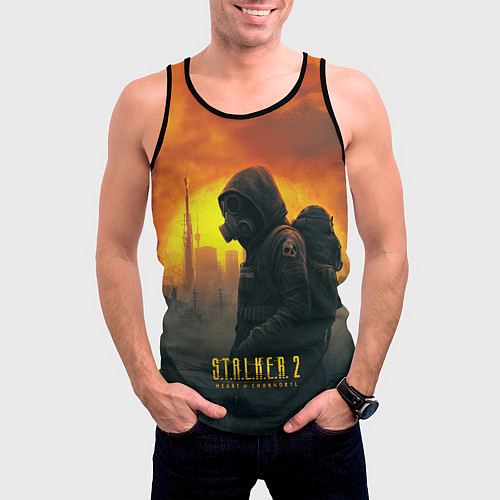 Мужская майка без рукавов Stalker зараженный город / 3D-Черный – фото 3