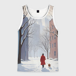 Майка-безрукавка мужская Прогулка зима, цвет: 3D-белый