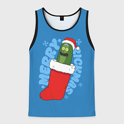 Мужская майка без рукавов Новогодний Рик огурчик - Merry Rickmas