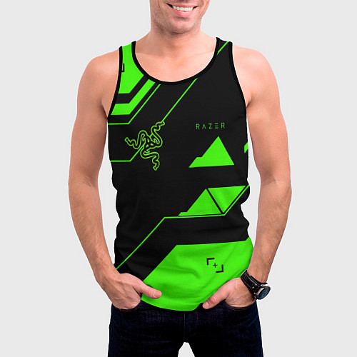 Мужская майка без рукавов Razer geometry game / 3D-Черный – фото 3
