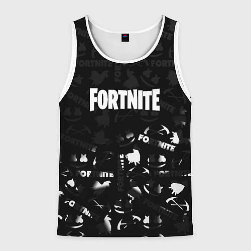 Мужская майка без рукавов Fortnite pattern black / 3D-Белый – фото 1