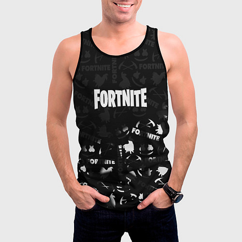 Мужская майка без рукавов Fortnite pattern black / 3D-Черный – фото 3