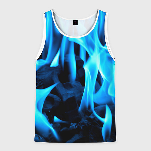 Мужская майка без рукавов Синий огонь текстура / 3D-Белый – фото 1
