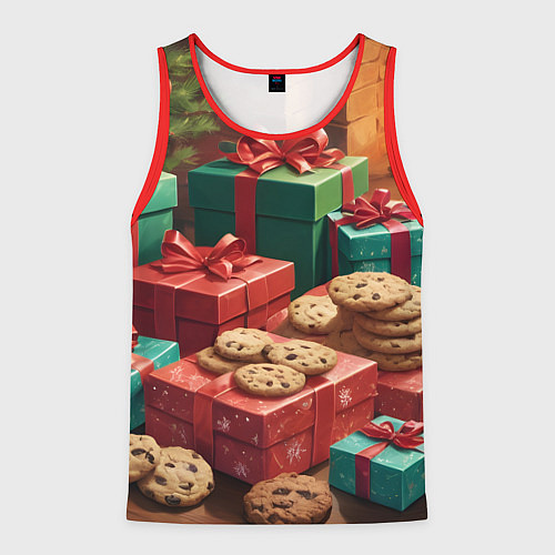 Мужская майка без рукавов Новый год печенье / 3D-Красный – фото 1