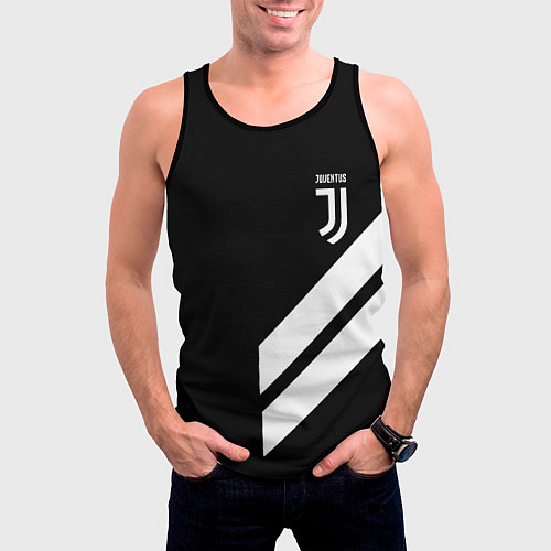 Мужская майка без рукавов Juventus line white / 3D-Черный – фото 3