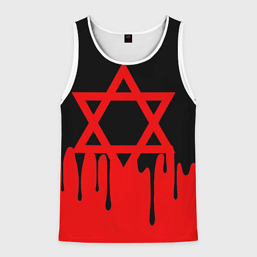 Мужская майка без рукавов Пентаграмма - кровь / 3D-Белый – фото 1