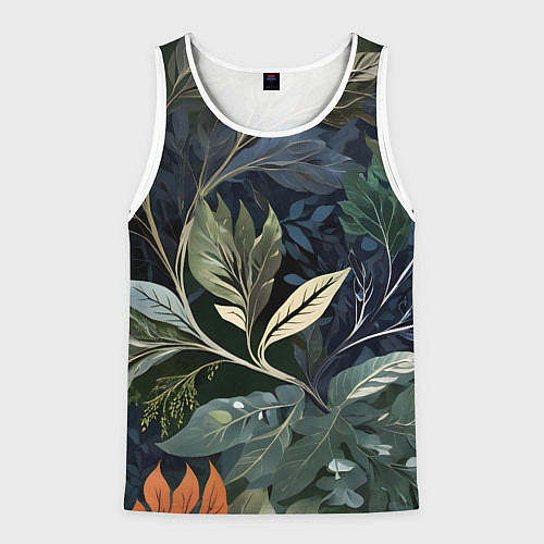 Мужская майка без рукавов Объемные листья / 3D-Белый – фото 1