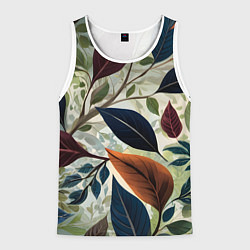 Майка-безрукавка мужская Листья искусство, цвет: 3D-белый