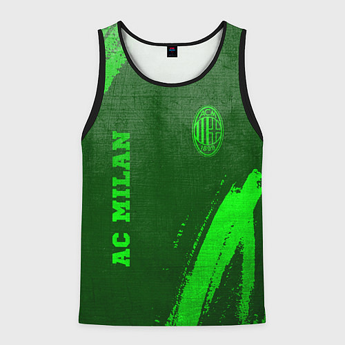 Мужская майка без рукавов AC Milan - green gradient вертикально / 3D-Черный – фото 1