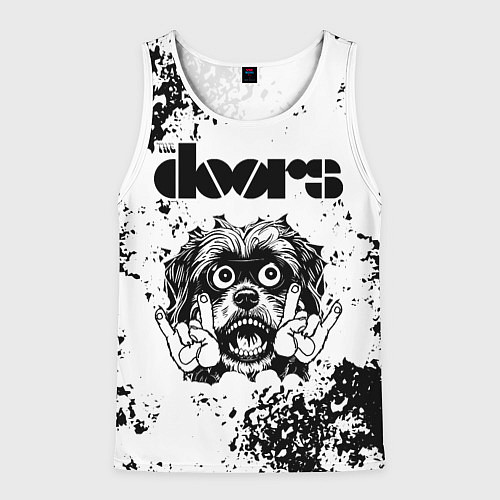 Мужская майка без рукавов The Doors - рок пес / 3D-Белый – фото 1