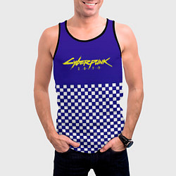Майка-безрукавка мужская Cyberpunk 2077 клетка, цвет: 3D-черный — фото 2