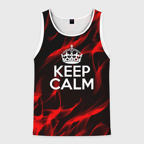 Мужская майка без рукавов Keep calm flame red / 3D-Белый – фото 1