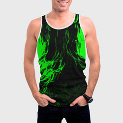 Майка-безрукавка мужская Зелёная энергия на чёрном фоне, цвет: 3D-белый — фото 2