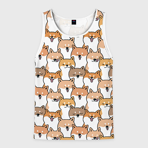 Мужская майка без рукавов Узор сиба ину / 3D-Белый – фото 1