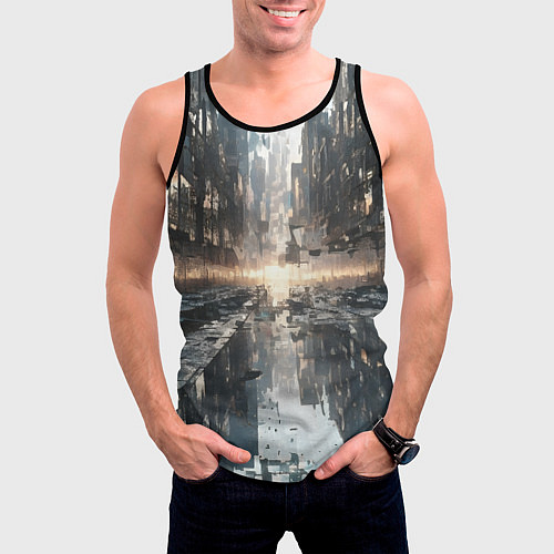 Мужская майка без рукавов Сюрреализм абстракция / 3D-Черный – фото 3