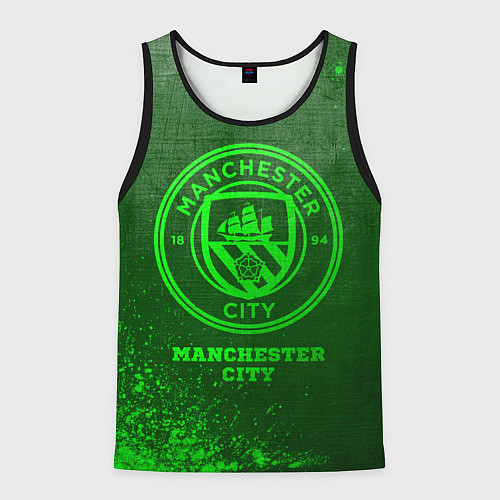 Мужская майка без рукавов Manchester City - green gradient / 3D-Черный – фото 1