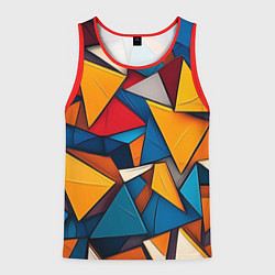 Майка-безрукавка мужская Разноцветные треугольники, цвет: 3D-красный